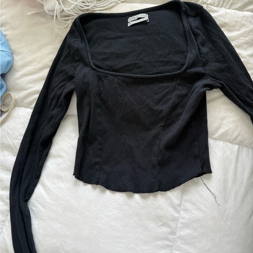 Urban Outfitters Black Ribbed Long Sleeve Top